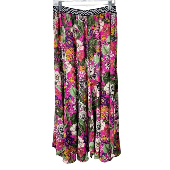Anthropologie Maeve Banda Floral Maxi Skirt Pink  Green Pull-On Womens Size M - Picture 3 of 7